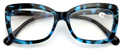Women Big Lens Butterfly Reading Glasses - Fun Cateye Clear Lens Readers Leopard - Vision World