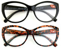 2 Pairs Round Retro Women Reading glasses - Rx Magnified Readers Cateye Vintage