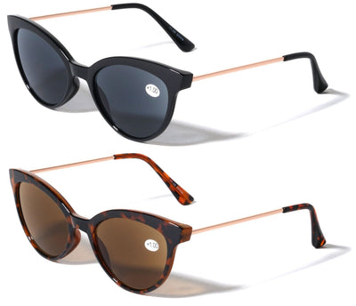 2 Pairs Women Outdoor Reading Sunglasses Full Tinted Reader Glasses Cateye