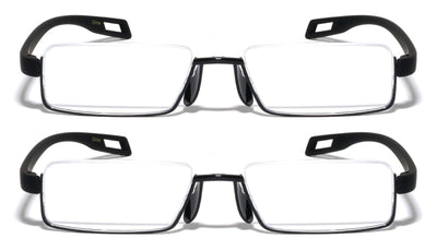 2 Pairs Featherweight Slim Half Rim Memory Flex Reading Glasses Anti-reflective