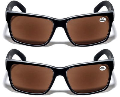 2 Pairs Men Reading Sunglasses - Full Lens Tinted Reader Glasses For LARGE Head