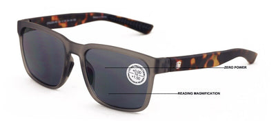 Lightweight Men Progressive Bifocal Reading Sunglasses –Clear  Zero Power on Top