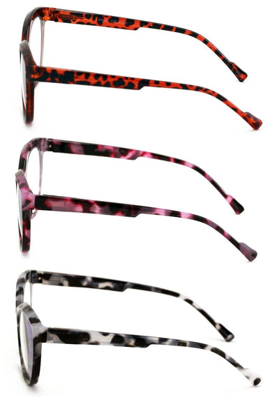 3 Pairs Women Round Marble Tortoise Reading - Glasses Spring Hinge Reader ZT108
