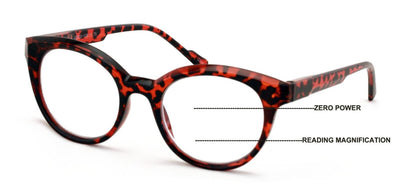 Women Round Progressive Clear Bifocal Reading glasses -No Line Zero Power on ToP