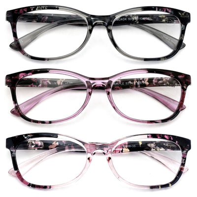 3 Pairs Women Comfortable Lightweight Reading - Glasses Mosaic Art Readers 7016