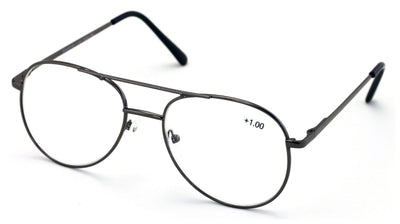 Quality Metal Aviator Reading Glasses - Spring Hinge Tear Drop Reader gold brown - Vision World