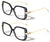2 Pairs Women Butterfly Square Rhinestones Gold Metal Temple Reading Glasses
