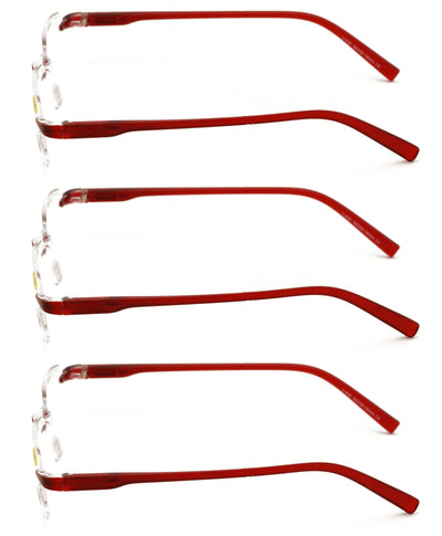 3 Pairs Lightweight Men Women Rimless Comfortable Reading Glasses - Spring Hinge