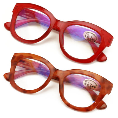 2 Pairs Glasses Blue Light Blocking, UV Computer Readers Reading Bold Eye Clear
