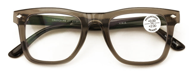 Men Progressive Bifocal Reading Glasses – No Line - Clear Zero Power On Top Read