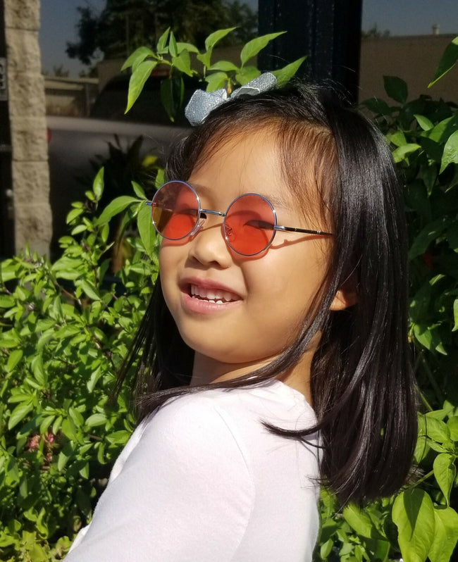 Kids Children Size Hippie Round Circle Lens Lennon Metal Sunglasses (Age 3-12)