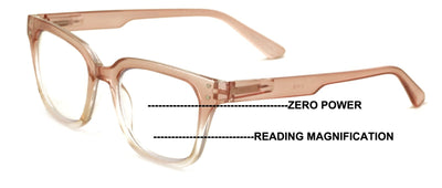 Translucent Progressive Reading Glasses - No Line or Bubble - Zero Power on Top
