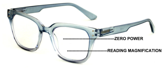 Translucent Progressive Reading Glasses - No Line or Bubble - Zero Power on Top