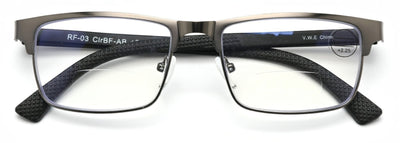 Men Metal Reading Glasses BIFOCAL Modern Anti-Blue Blocker UV Clear Reader