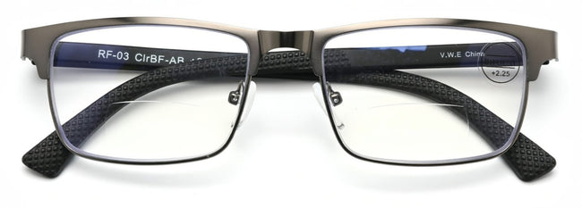 Men Metal Reading Glasses BIFOCAL Modern Anti-Blue Blocker UV Clear Reader