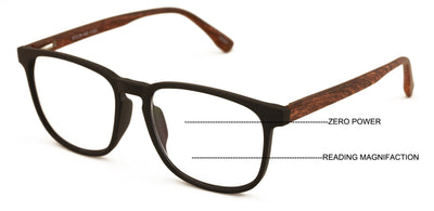 Large Men Wood Grain Printed Temple Progressive Bifocal Reading Glasses -No Line