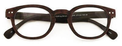 Progressive Multifocus Round Reading Glasses – Tri-Focal Clear Reader - Wood Gra