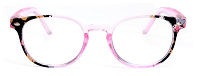 Women Round Translucent Floral Progressive Reading Glasses - Clear on Top - AR