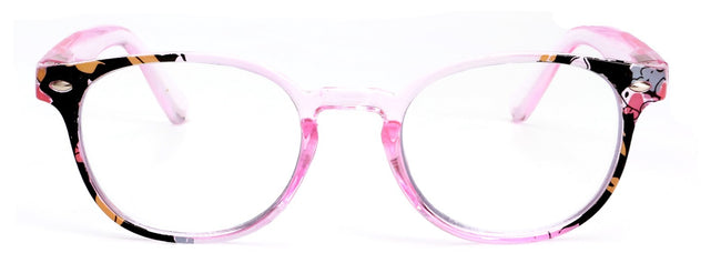 Women Round Translucent Floral Progressive Reading Glasses - Clear on Top - AR