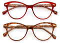 2 Pairs Women 2 Tone Oval Tortoise Temple Optical Frame Fashion Reading Glasses