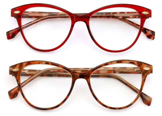 2 Pairs Women 2 Tone Oval Tortoise Temple Optical Frame Fashion Reading Glasses