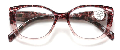 Women Floral Progressive Reading Glasses - Zero Power On Top - No Line Or Bubble
