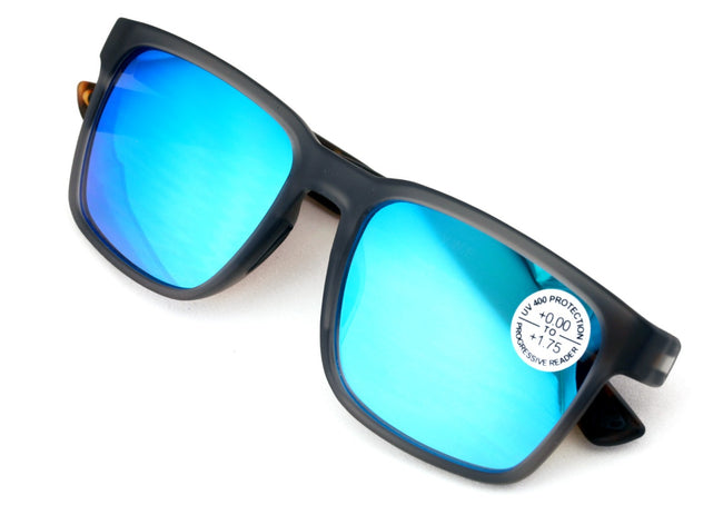 Lightweight Men Progressive Bifocal Reading Sunglasses –Clear  Zero Power on Top