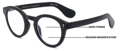 Round Progressive Reading Glasses - Clear Zero Power on Top - No Bubble or Line
