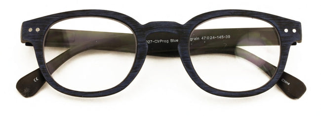 Progressive Multifocus Round Reading Glasses – Tri-Focal Clear Reader - Wood Gra