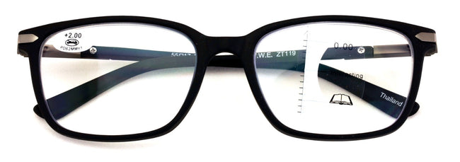 Men Modern Rectangular Progressive Reading Glasses - Zero Power On Top Reader
