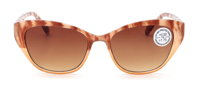 Women Progressive Reading Sunglasses - Tinted Cateye Reader - Zero Power on Top