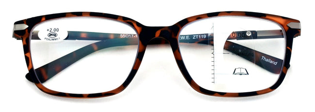 Men Modern Rectangular Progressive Reading Glasses - Zero Power On Top Reader