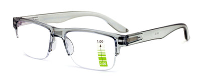 Half Rim Rectangular Progressive Multifocal Reading Glasses - Half Power On Top