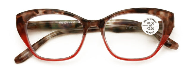 Women Cateye Progressive Clear Bifocal Reading glasses - No Line or Bubble - Zer