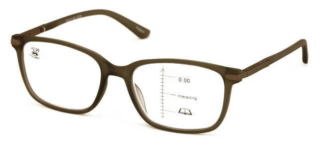 Men Modern Rectangular Progressive Reading Glasses - Zero Power On Top Reader