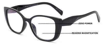 Women Floral Progressive Reading Glasses - Zero Power On Top - No Line Or Bubble
