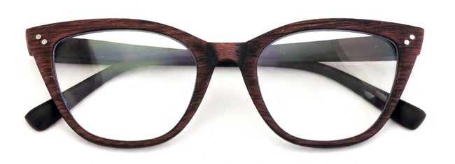 Progressive Multifocus Cat-eye Reading Glasses – Tri-Focal Clear Reader - Wood G