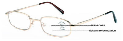 Metal Slim Lightweight Progressive Clear Reading Glasses - Zero Power on Top