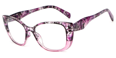 Women 2-tone bold marble print reading glasses - Spring Hinge Clear Lens Reader