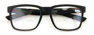 Men Rectangular Sport TR90 Clear Bifocal Reading Glasses - Lightweight Reader