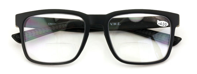 Men Rectangular Sport TR90 Clear Bifocal Reading Glasses - Lightweight Reader
