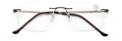 Men Progressive No Line Multifocus Rimless Metal Reading Glasses Tri-Focal Reade