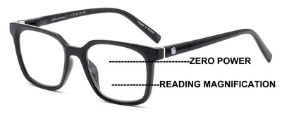 Modern Square Progressive Clear Lens Reading Glasses - Clear On Top - Multifocal