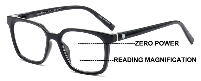 Modern Square Progressive Clear Lens Reading Glasses - Clear On Top - Multifocal
