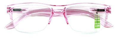 Half Rim Rectangular Progressive Multifocal Reading Glasses - Half Power On Top