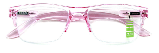 Half Rim Rectangular Progressive Multifocal Reading Glasses - Half Power On Top