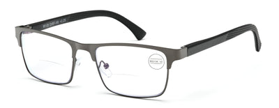 Men Metal Reading Glasses BIFOCAL Modern Anti-Blue Blocker UV Clear Reader