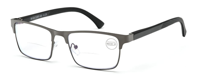 Men Metal Reading Glasses BIFOCAL Modern Anti-Blue Blocker UV Clear Reader