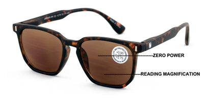 Progressive Reading Sunglasses - Zero Power On Top -UV Protection Tinted Bifocal