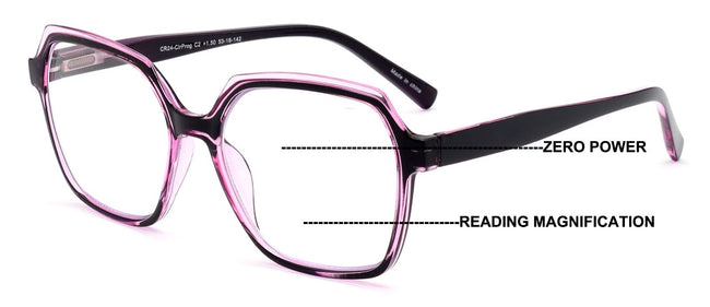 Women’s Square Progressive Clear Lens Reading Glasses – No Line - Clear On Top